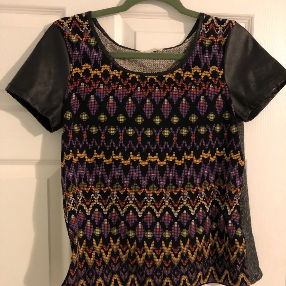 Faux leather sleeve top